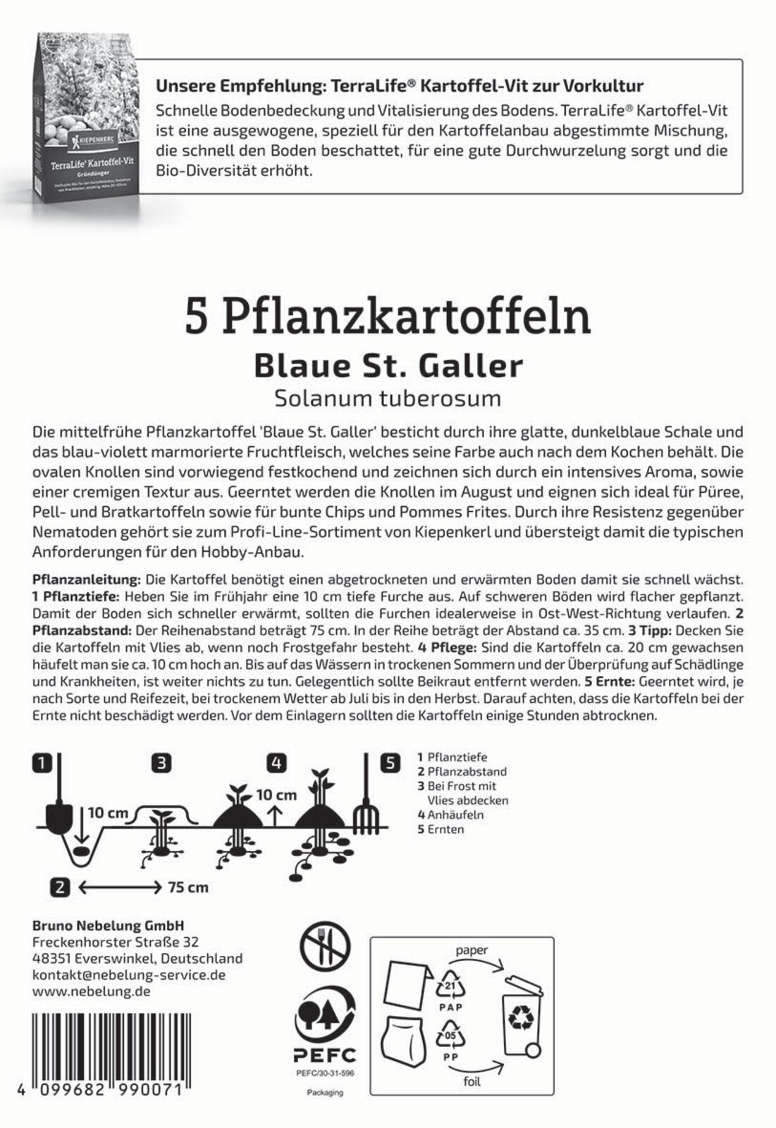 Kiepenkerl Pflanzkartoffel Blaue St. Galler 5 Stück