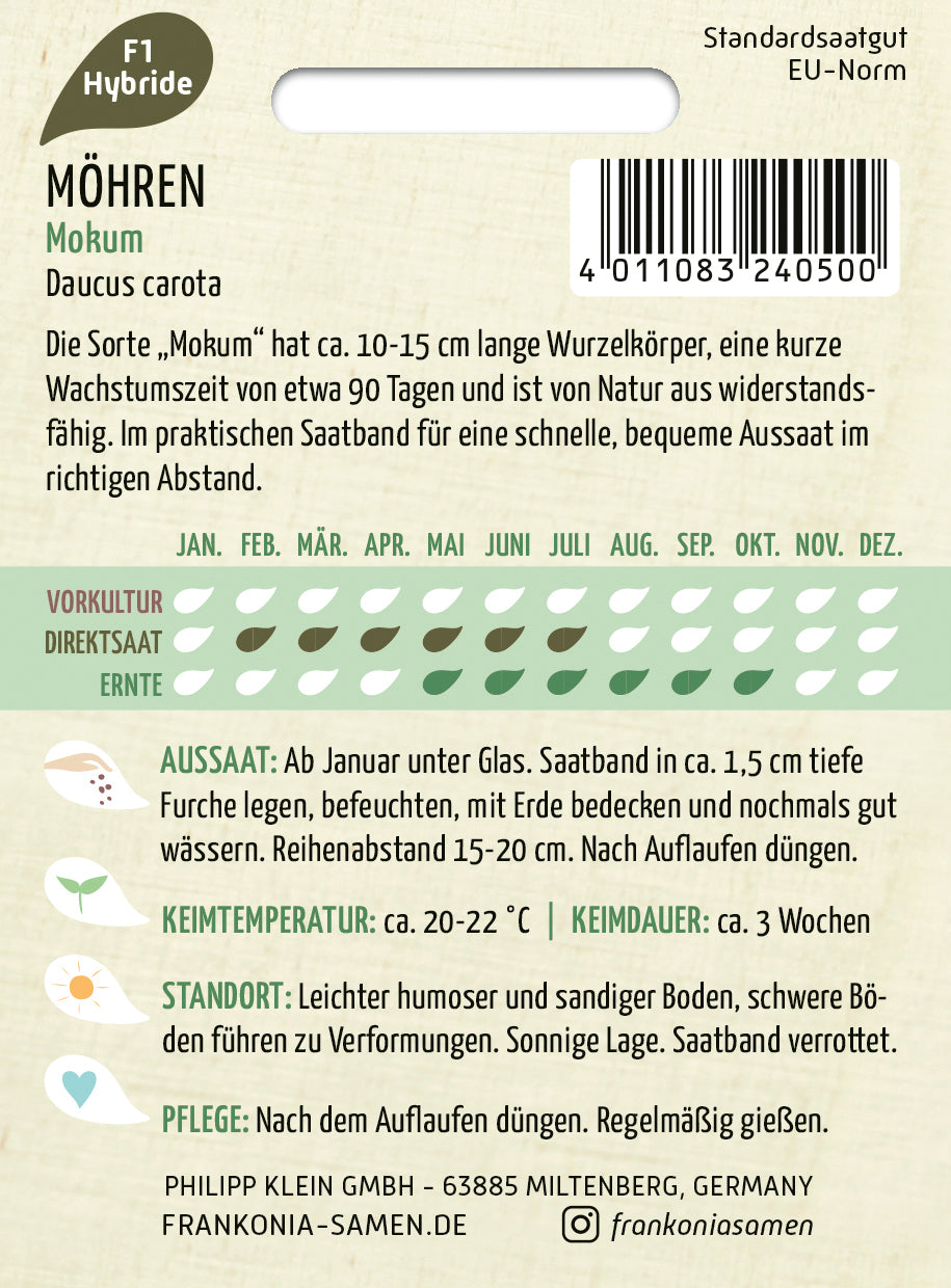 Frankonia Samen Möhren Mokum Saatband