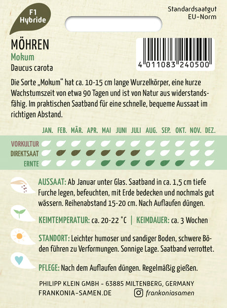 Frankonia Samen Möhren Mokum Saatband