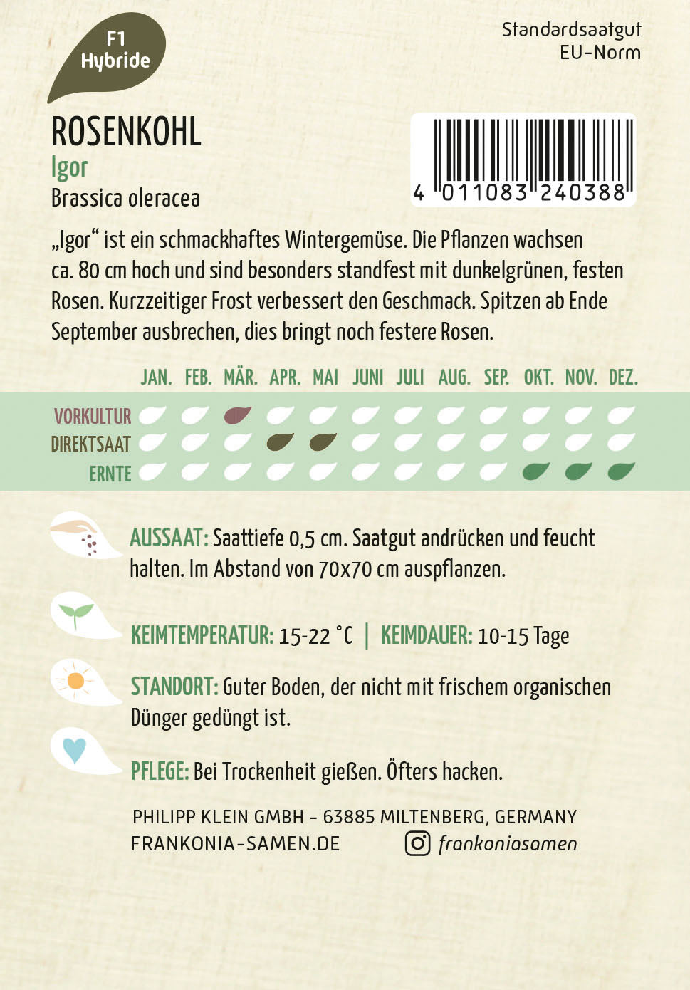 Frankonia Samen Rosenkohl Igor