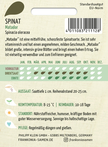 Frankonia Samen Spinat Matador
