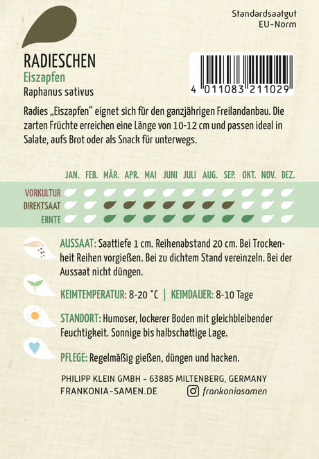 Frankonia Samen Radieschen Eiszapfen