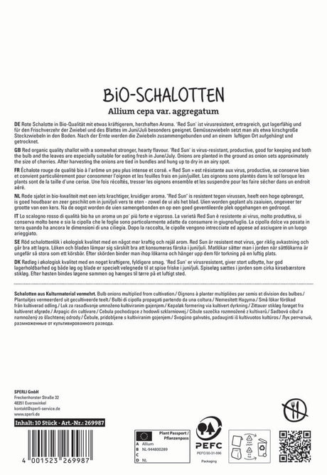 SPERLI BIO Rote Schalotte Red Sun 10 Stück