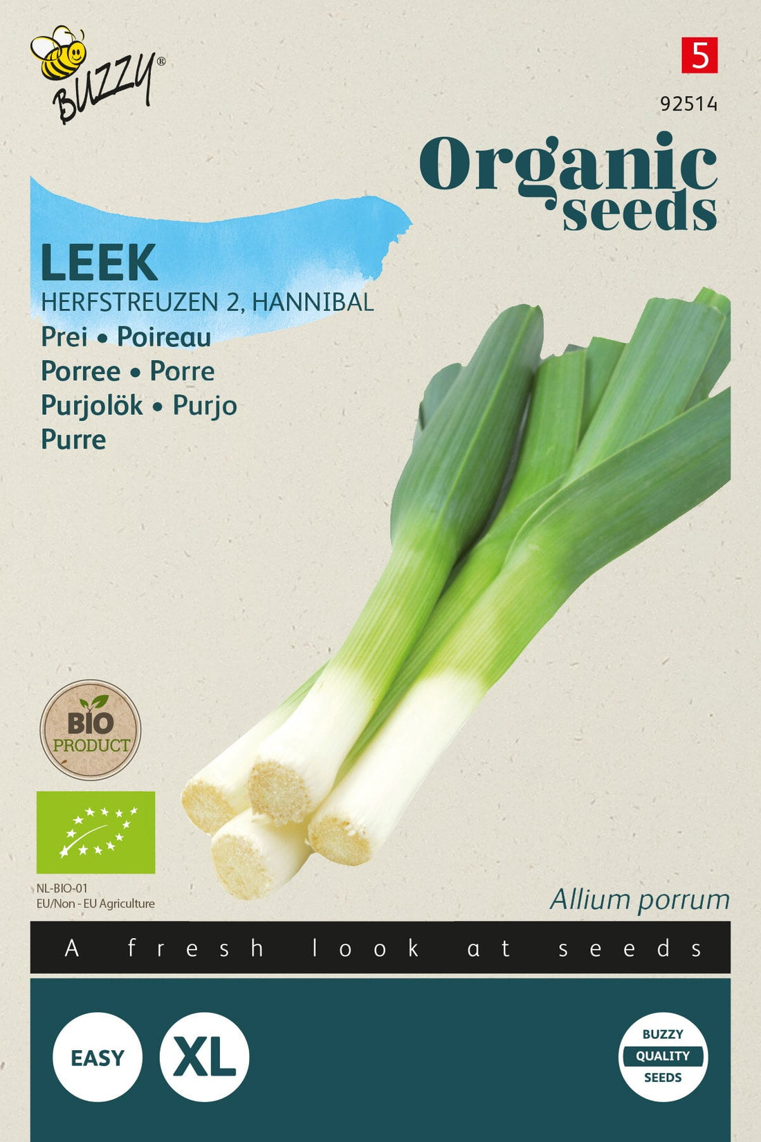 Buzzy Organic Seeds BIO Porree Herbstriesen 2 Hannibal