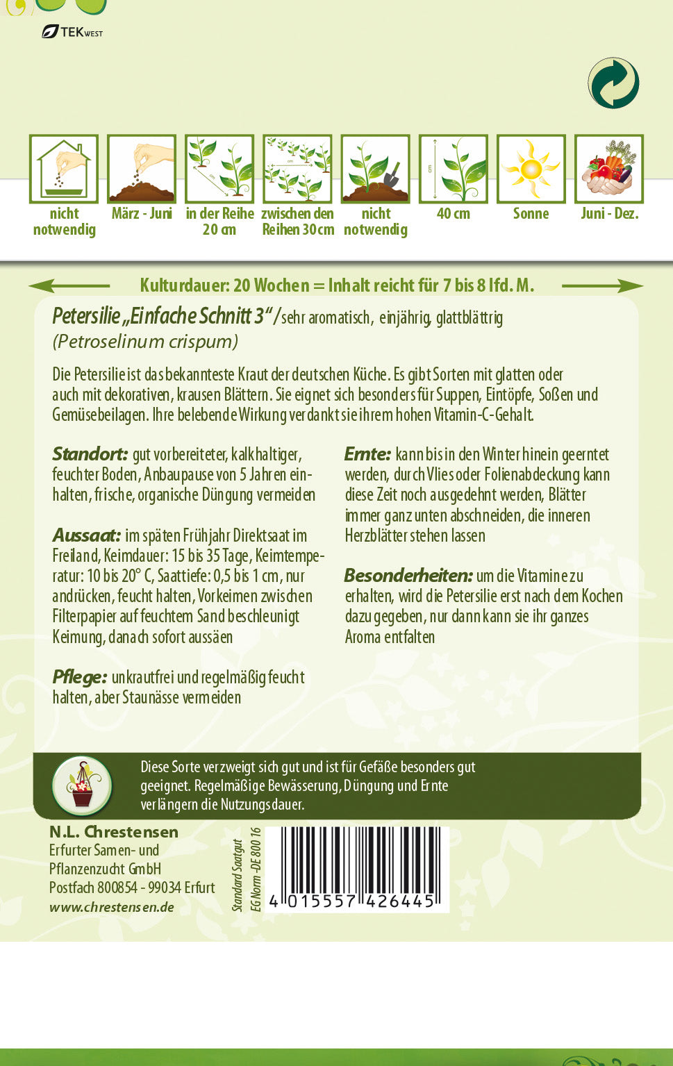 N.L. Chrestensen Petersilie Einfacher Schnitt 3