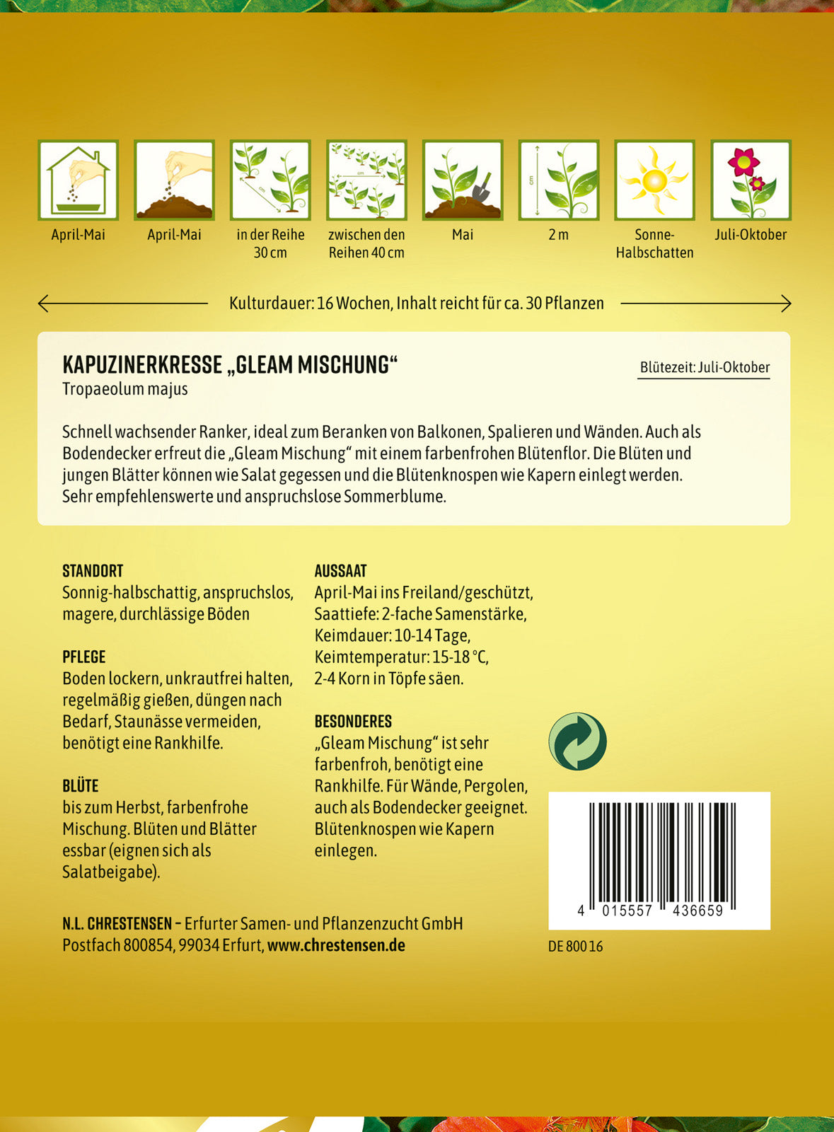 N.L. Chrestensen Kapuzinerkresse Gleam Mischung