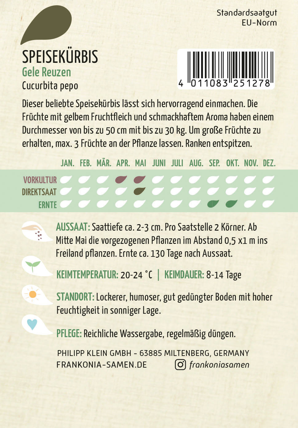 Frankonia Samen Kürbis Gele Reuzen