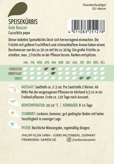 Frankonia Samen Kürbis Gele Reuzen