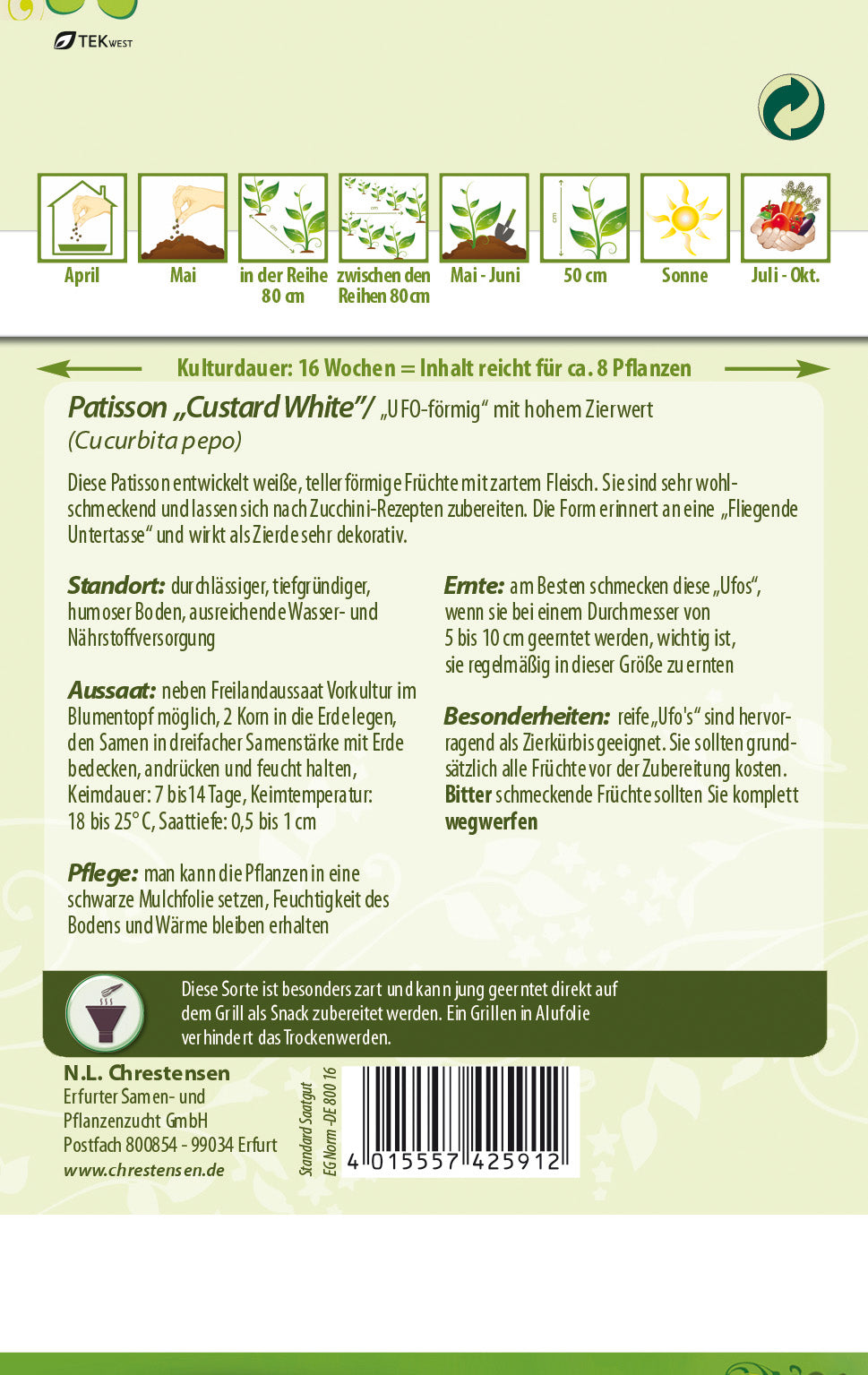 N.L. Chrestensen Zucchini Custard White