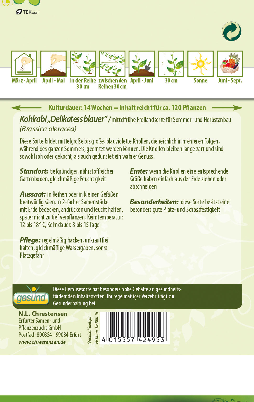 N.L. Chrestensen Kohlrabi Delikateß blauer