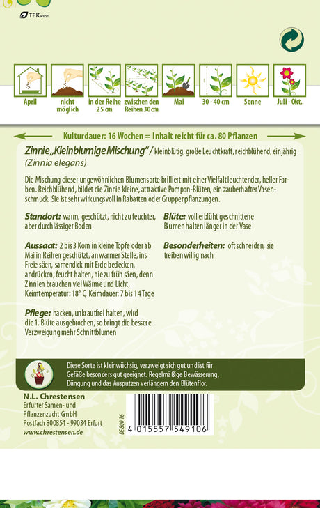 N.L. Chrestensen Zinnie Kleinblumige Mischung