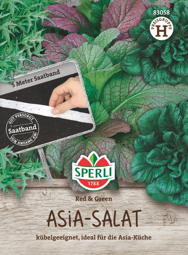 SPERLI Asia-Salat Red & Green (Pak Choi Tatsoi, Mustard Red Giant, Mizuna) Saatband