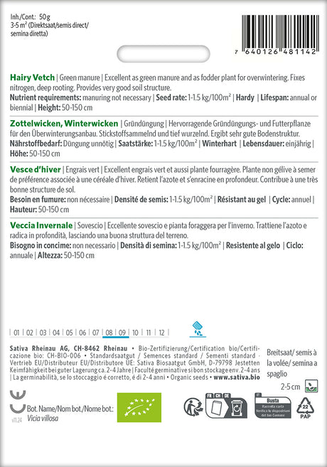 Sativa BIO Gründüngung Zottelwicken, Winterwicken