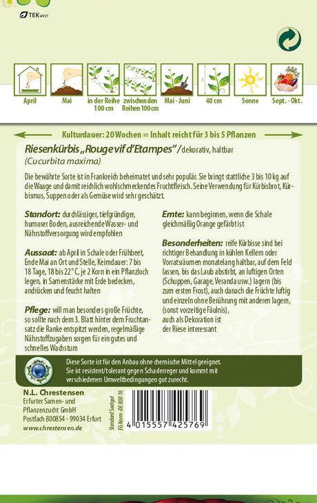 N.L. Chrestensen Riesenkürbis Rouge vif d´Etampes