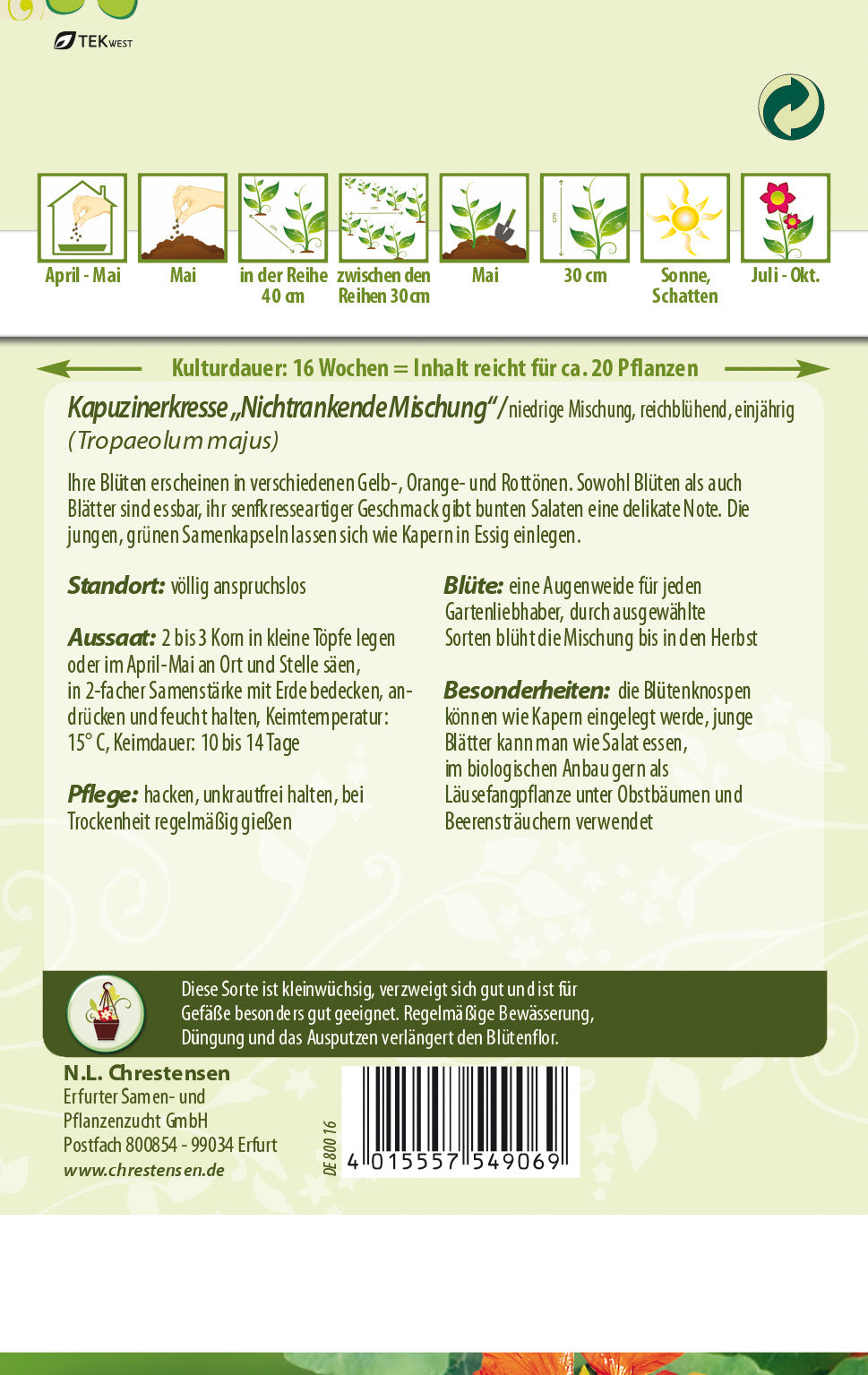 N.L. Chrestensen Kapuzinerkresse Nichtrankende Mischung