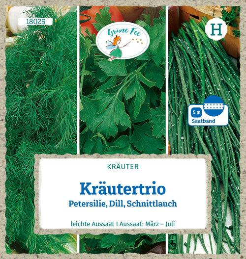 Grüne Fee Kräuter-Mischungen Tetra-Dill, Petersilie Mooskrause 2, Schnittlauch Twiggy