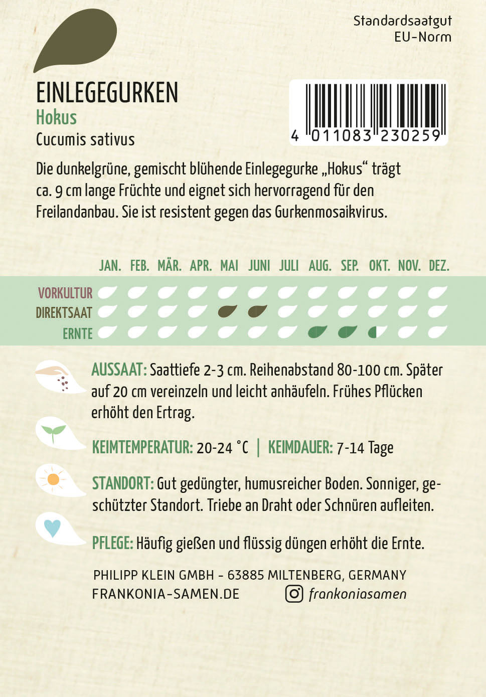 Frankonia Samen Einlegegurken Hokus