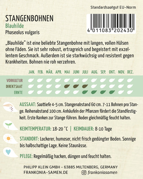 Frankonia Samen Stangenbohnen Blauhilde