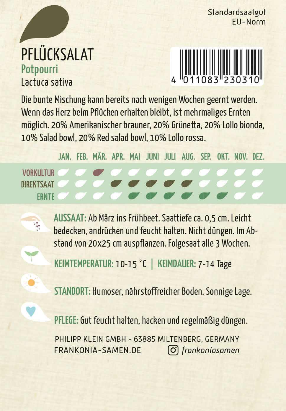 Frankonia Samen Pflück- & Schnittsalat Potpourri