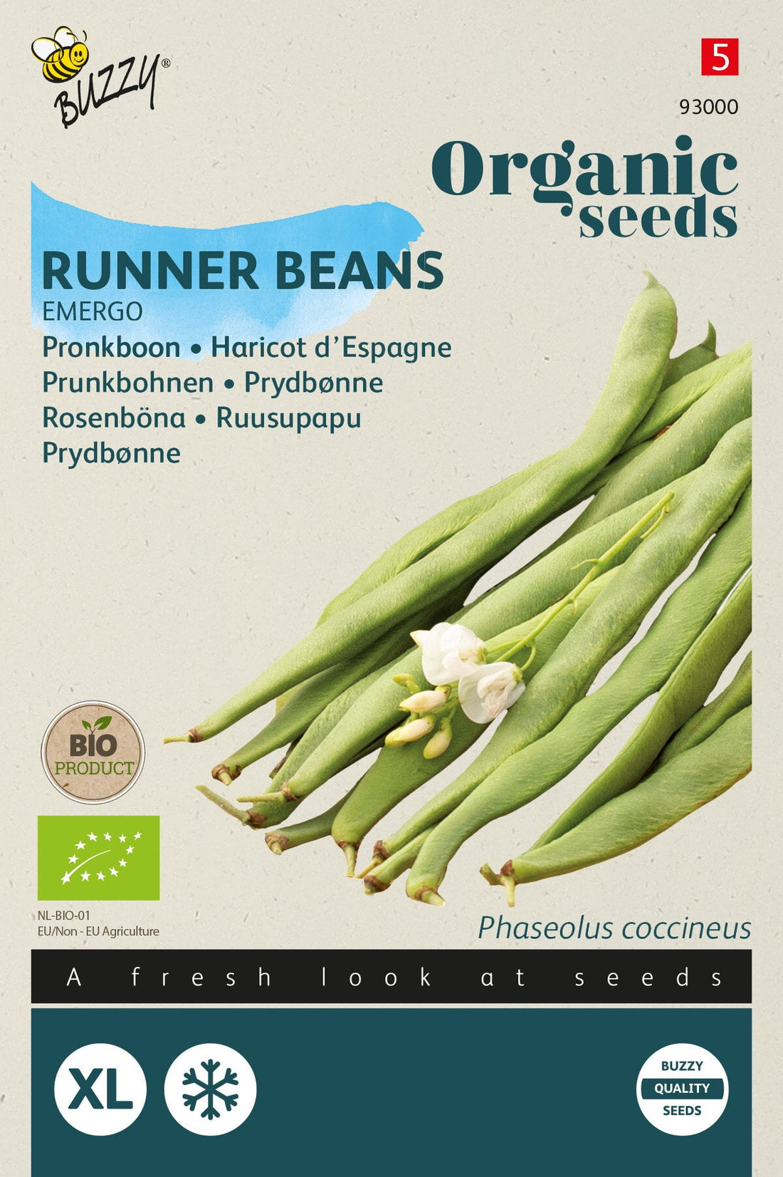 Buzzy Organic Seeds BIO Prukbohnen Weisse Riese