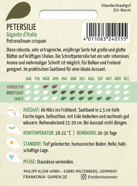 Frankonia Samen Petersilien Gigante d'Italia Saatband