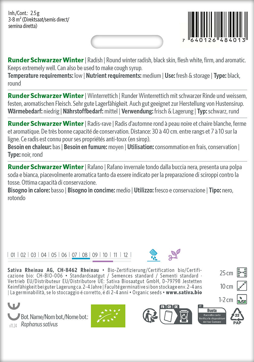 Sativa BIO Winterrettich Runder Schwarzer Winter