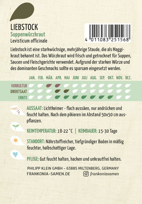 Frankonia Samen Liebstöckel Suppenwürzkraut