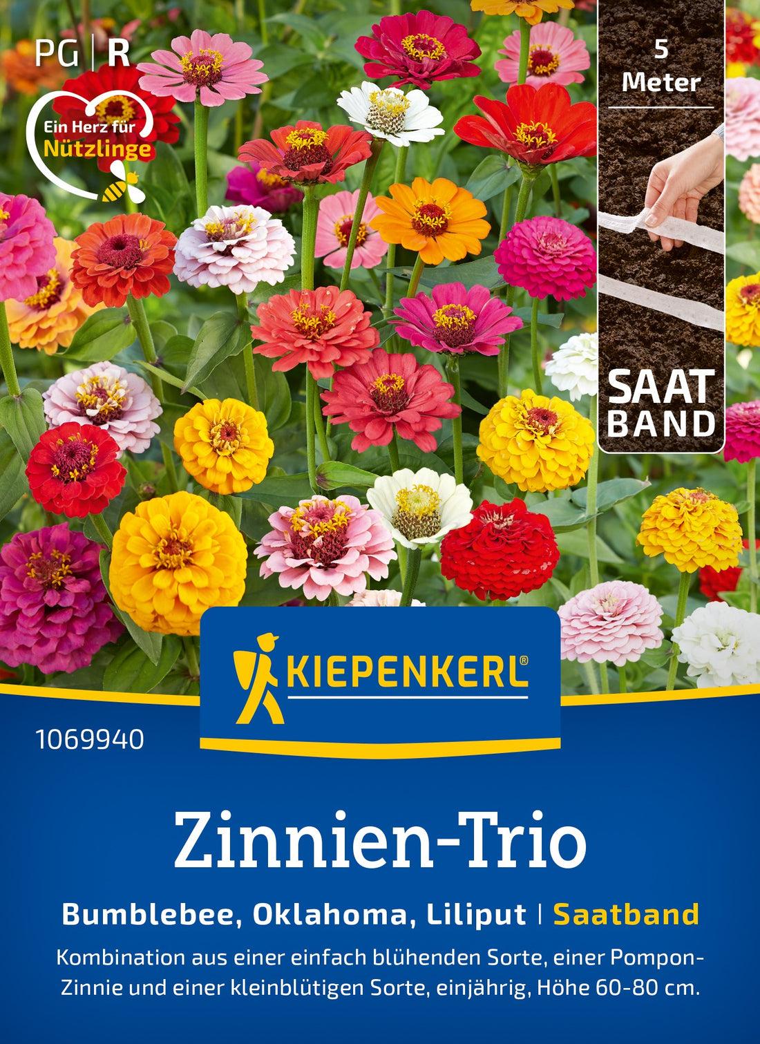 Kiepenkerl Zinnien Bumblebee, Oklahoma, Liliput Saatband