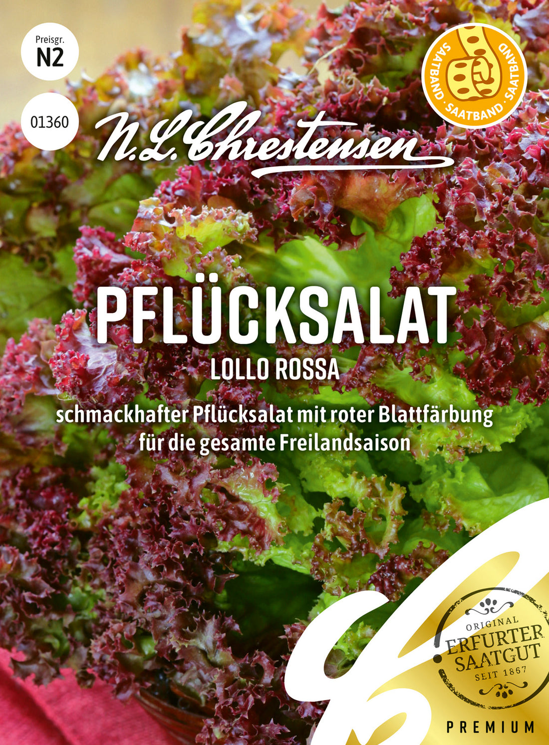 N.L. Chrestensen Pflücksalat Lollo rossa  Saatband