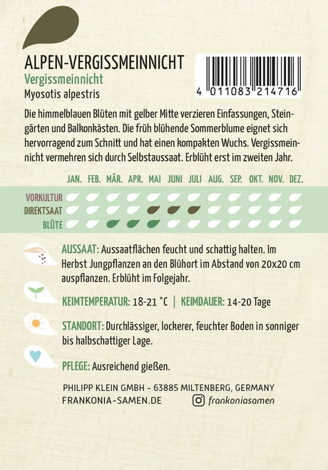 Frankonia Samen Vergissmeinnicht Alpen