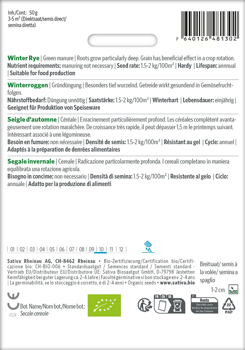 Sativa BIO Gründüngung Winterroggen