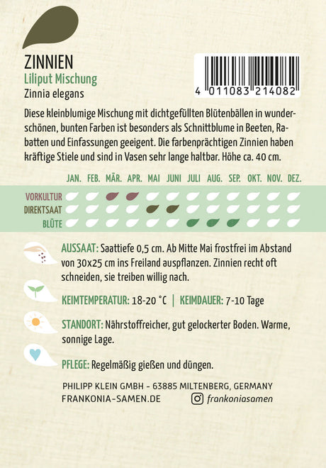 Frankonia Samen Zinnien Liliput Mischung