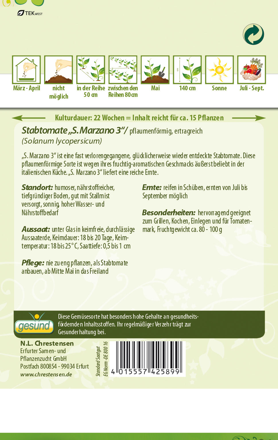 N.L. Chrestensen Stabtomate San Marzano 3