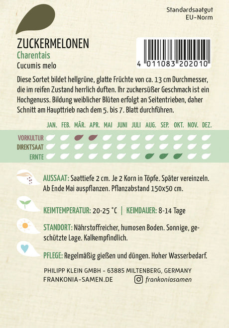 Frankonia Samen Zuckermelonen Charentais