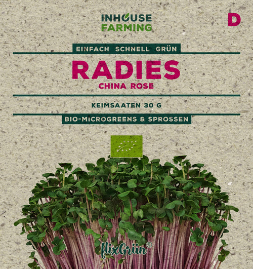 flixGrün BIO Keimsprossen Radies, China Rose