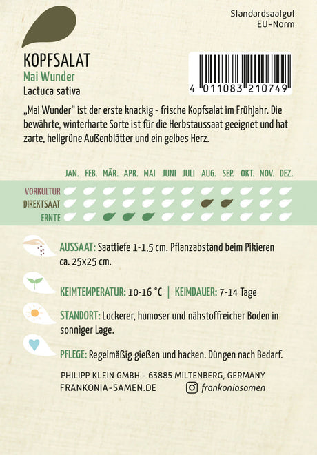 Frankonia Samen Kopfsalat Mai Wunder