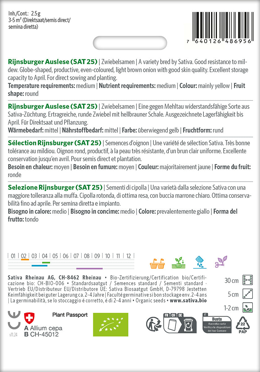 Sativa Zwiebelsamen Rijnsburger Auslese (SAT 25)