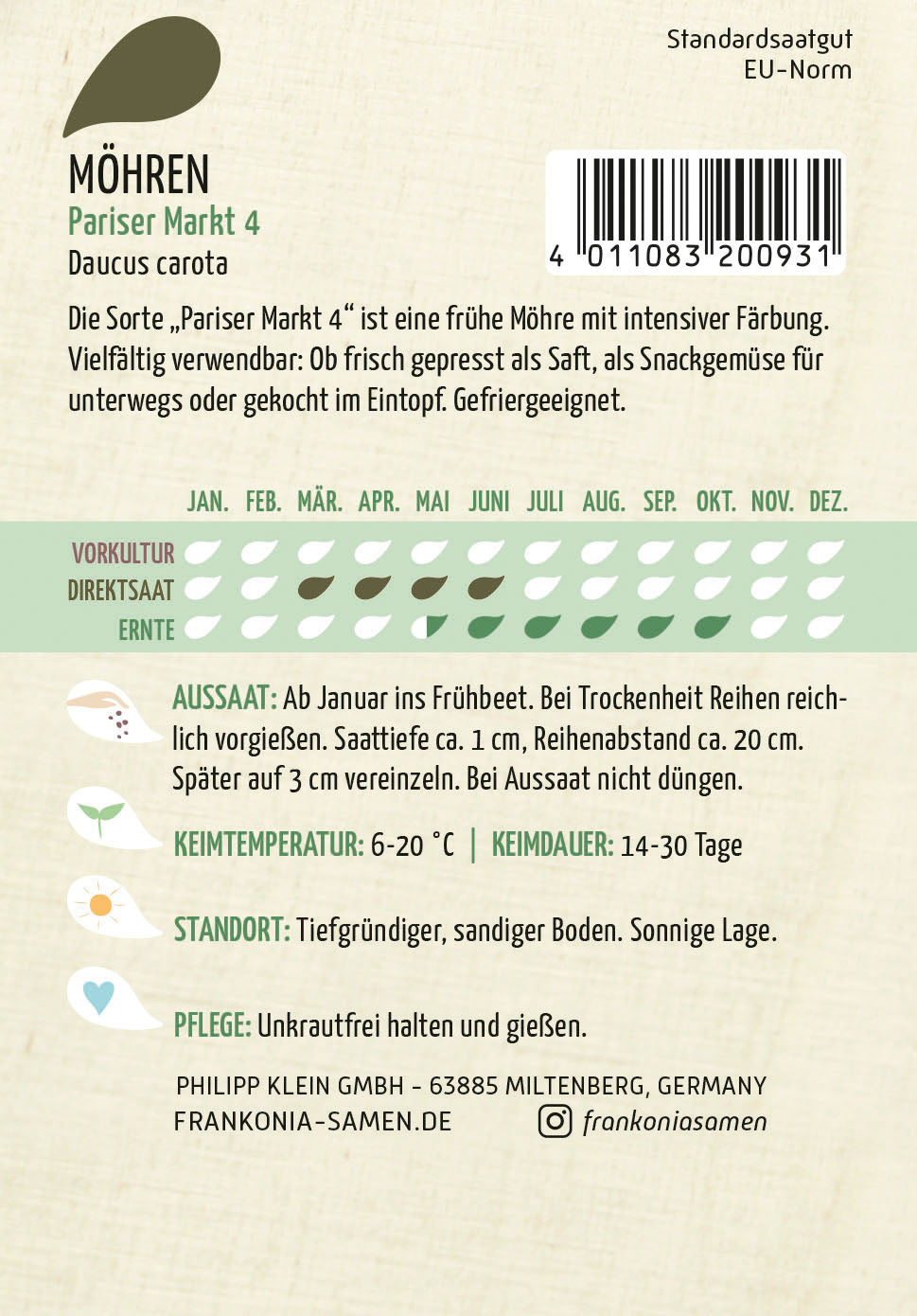 Frankonia Samen Möhren Pariser Markt 4