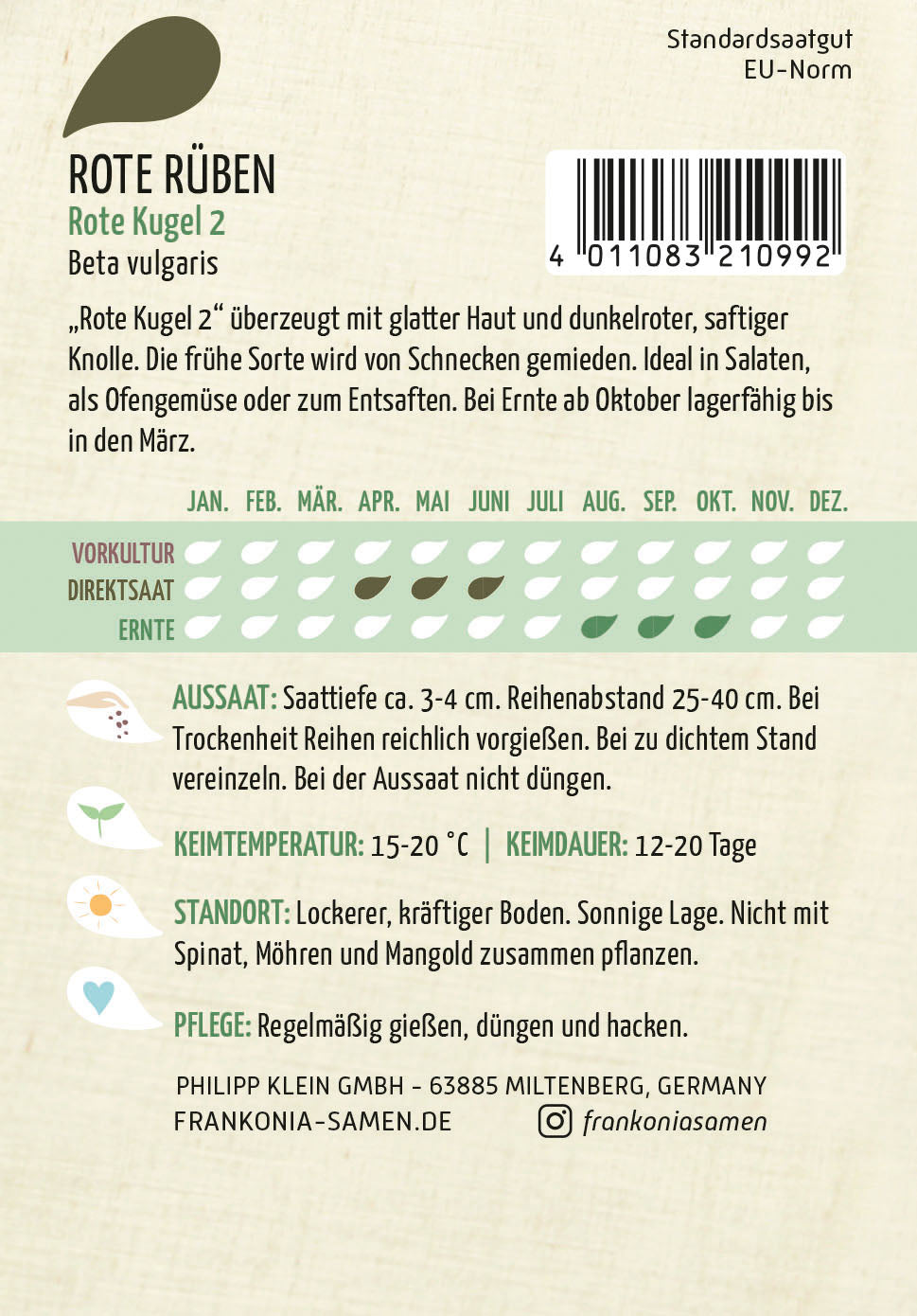 Frankonia Samen Rote-Beete Rote Kugel 2