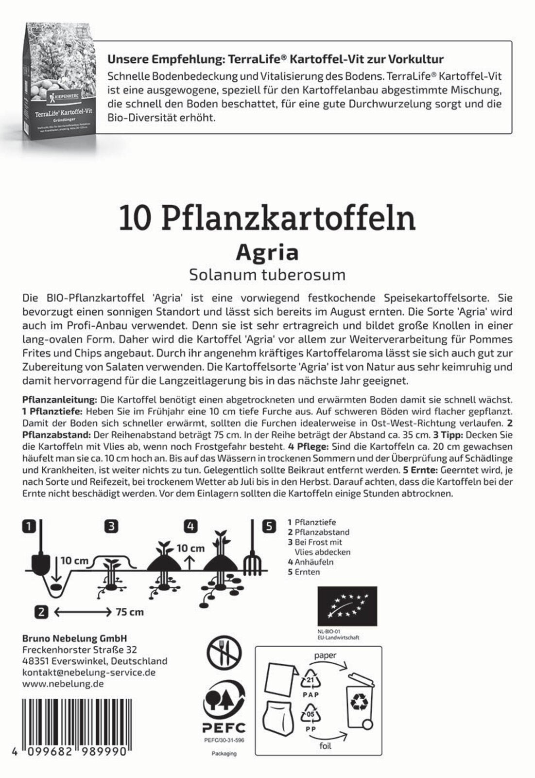 Kiepenkerl BIO Pflanzkartoffel Agria 10 Stück