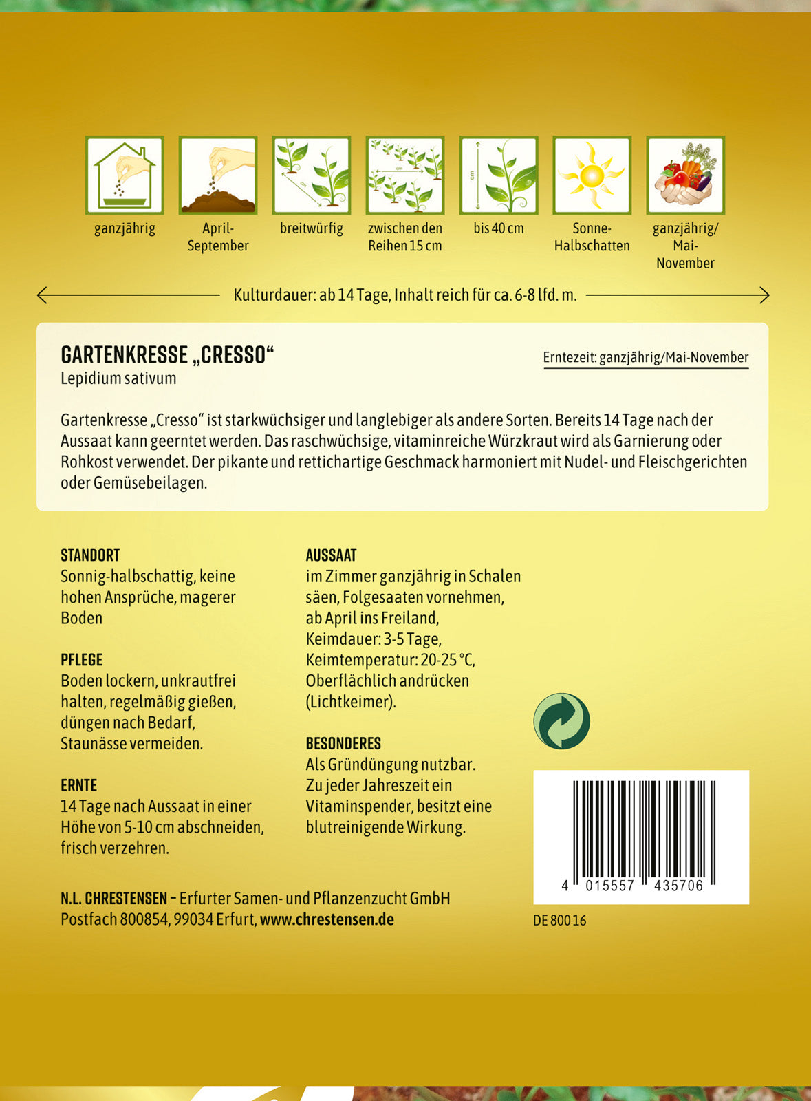 N.L. Chrestensen Gartenkresse Cresso