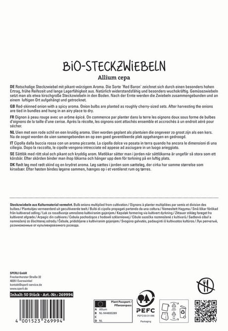 SPERLI Rote BIO Steckzwiebel Red Baron 50 Stück