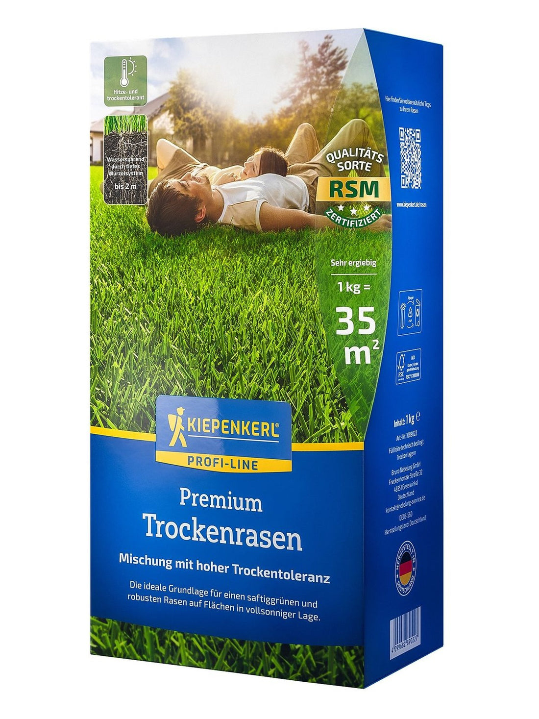 Kiepenkerl Rasen für Trockene Standorte Sunny Green, 1 kg Profi-Line