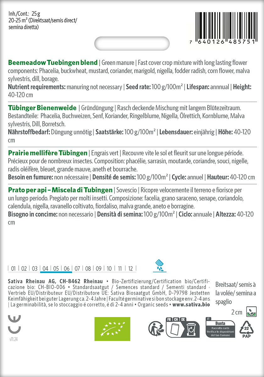Sativa BIO Gründüngung Tübinger Bienenweide