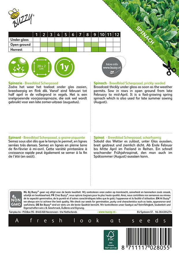 Buzzy® Spinat Breedblad Scherpzaad, scharfsamig