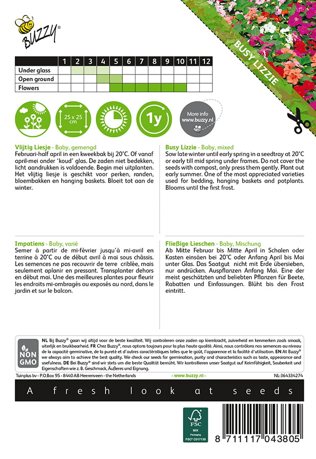 Buzzy® Impatiens,  Fließige Lieschen Baby, Mischung