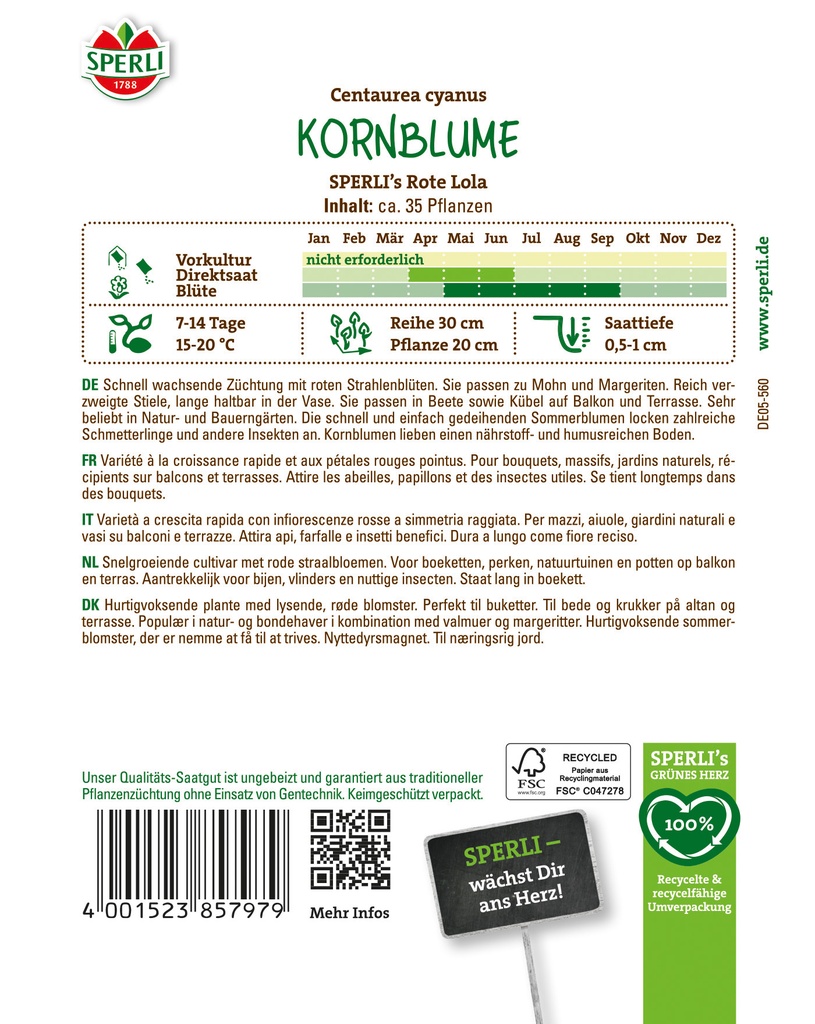 Kornblume SPERLI's Rote Lola