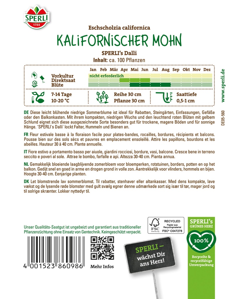 Kalifornischer Mohn SPERLI's Dalli