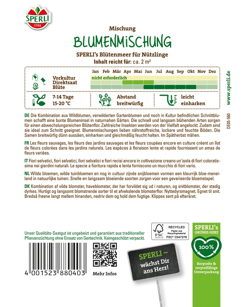 Blumenmischung SPERLI's Blütenmeer für Nützlinge