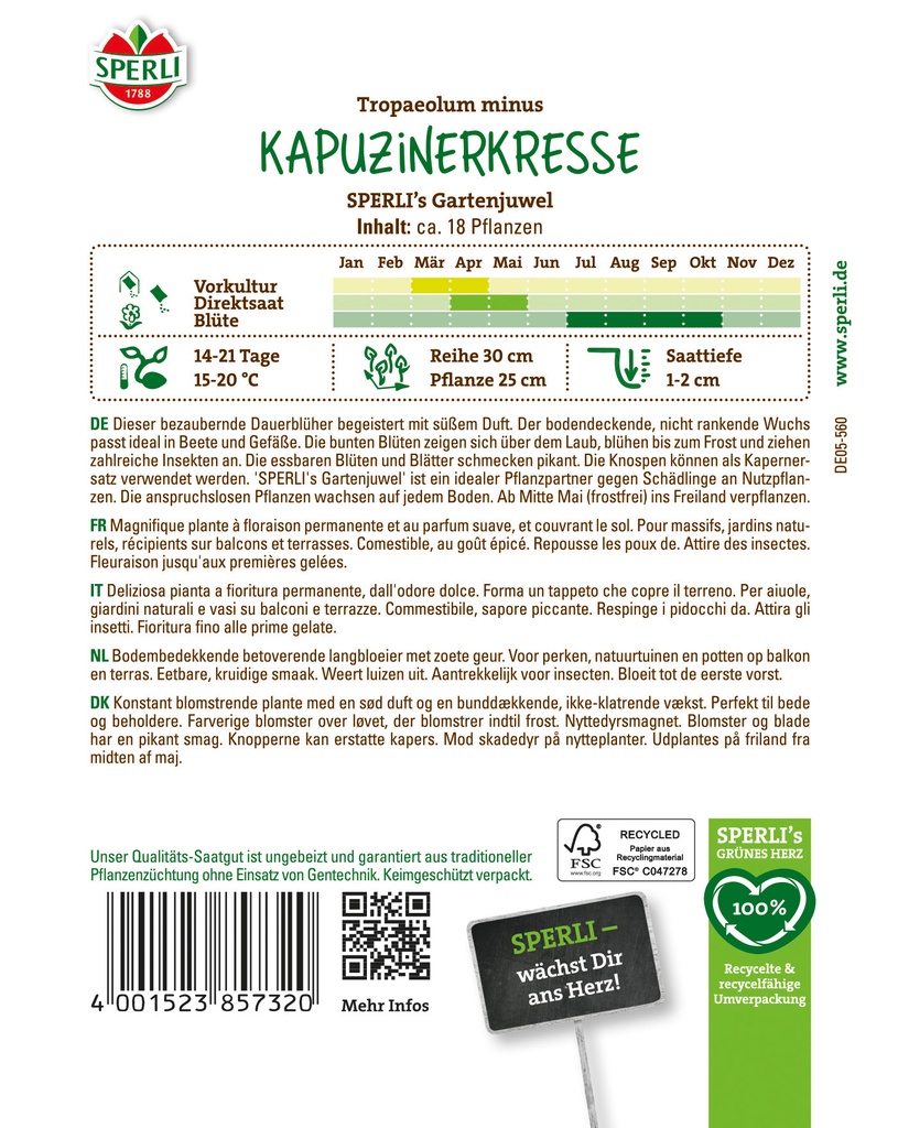 Kapuzinerkresse SPERLI's Gartenjuwel